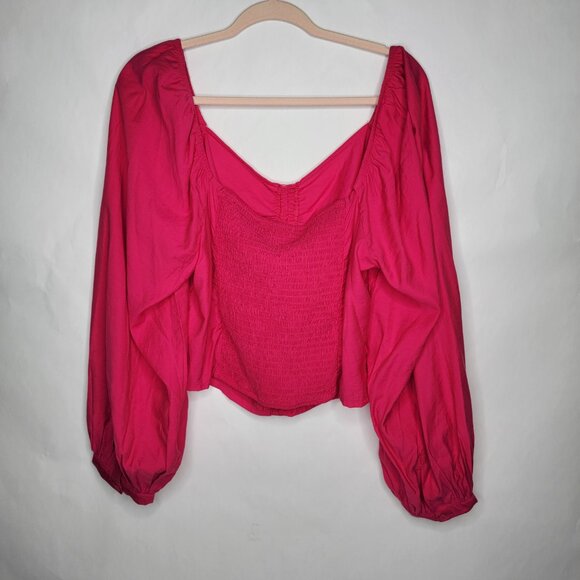 NWT A New Day Pink Long Balloon Sleeve Slim Fit Ruched Front top Size XXL - Picture 2 of 4